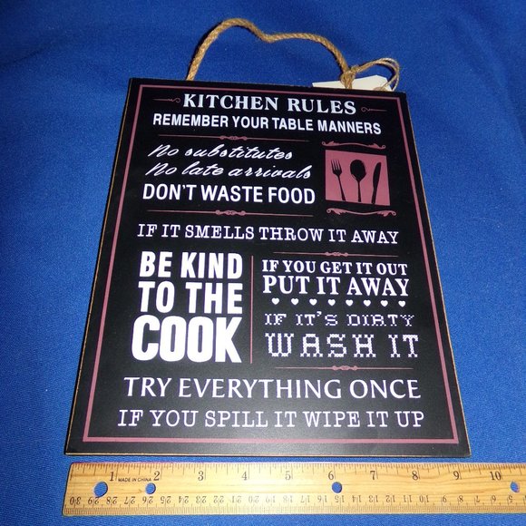 Vintage Kitchen Rules Painted Pressboard Sign by Lone Elm Studios - Picture 5 of 6